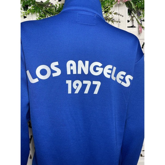 90s Y2K American Eagle Blue Retro Track Zip-Up Jacket Size XS Los Angeles 1977 - Picture 7 of 12